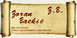Zoran Backić vizit kartica